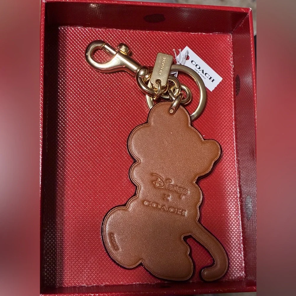 COACH DISNEY Supple Leather Minnie Mouse Bag Purse Charm Keychain NEW NIB NWT - Picture 5 of 14